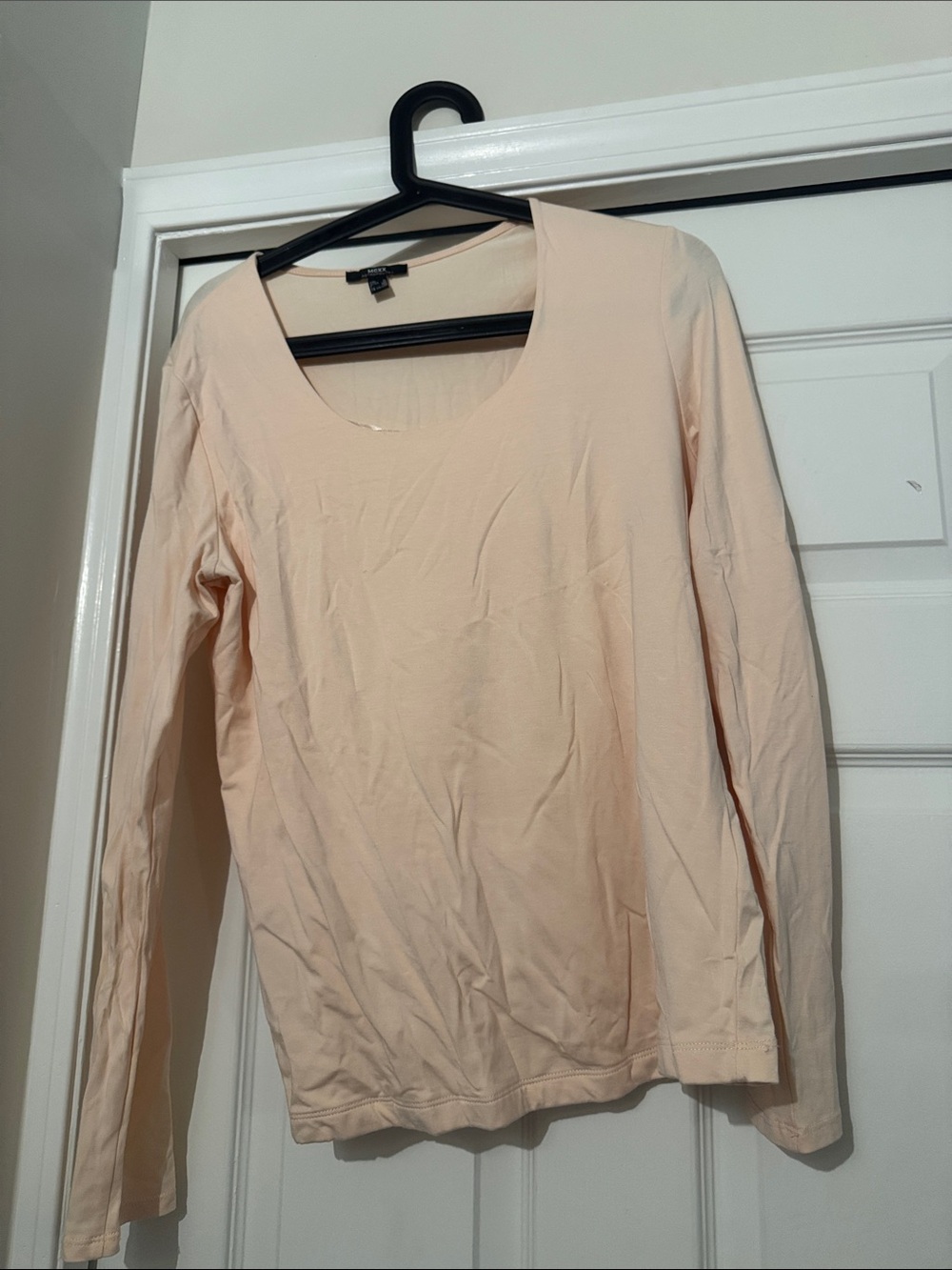 Mexx Long Sleeve Scoop Neck Top - Light Peach